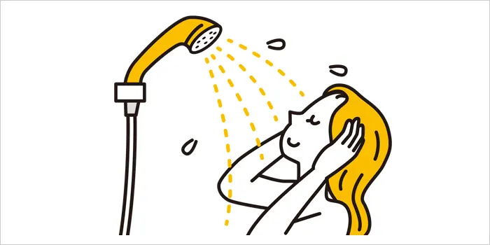 シャワーを浴びている女性のイラスト