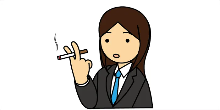 紙巻きタバコを吸っている女性のイラスト