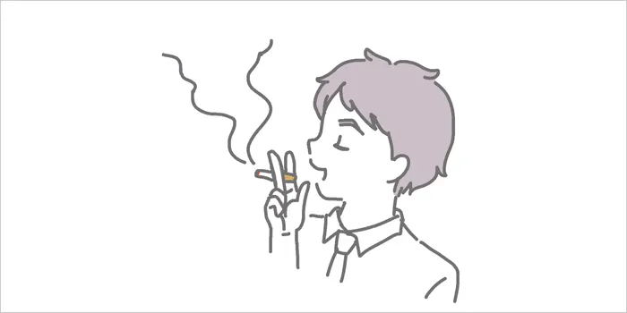 紙巻きタバコ吸っている段男性のイラスト