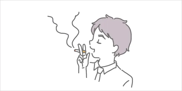 カプセル入りタバコを吸っている男性のイラスト