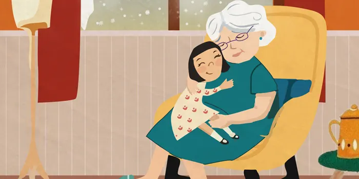 祖母と孫のイラスト