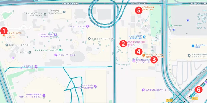 レゴランドと周辺の喫煙所マップ