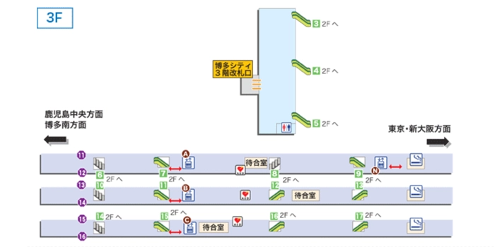 博多駅の新幹線ホームの喫煙所