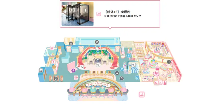 サンリオピューロランドの喫煙所