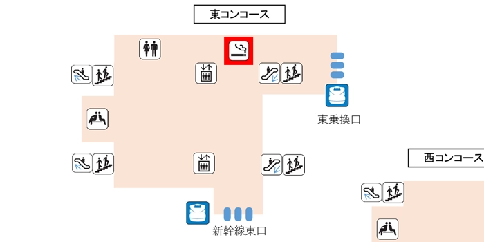 東コンコースの東乗換口側