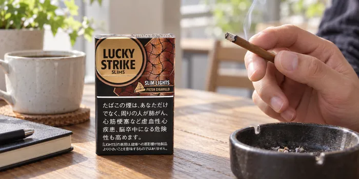 ラッキーストライク・シガリロと喫煙者の手元