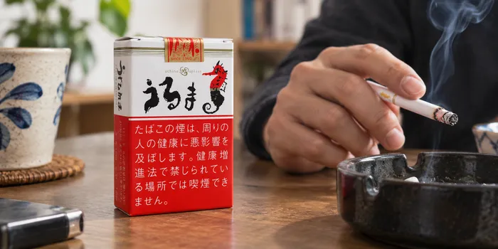 うるまのタバコと喫煙者の手元