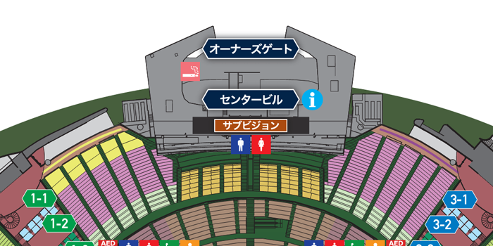 バックネット裏エリアのオーナーズゲート付近