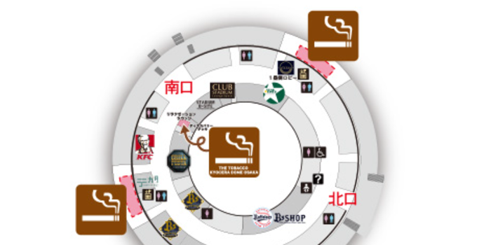 2階スタジアムモールの1・3塁側外周バルコニー