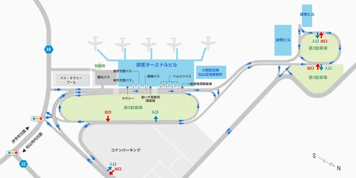 松山空港の全域マップ