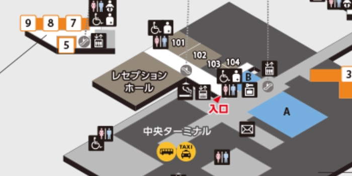 エントランスプラザ1階のレセプションホールそば